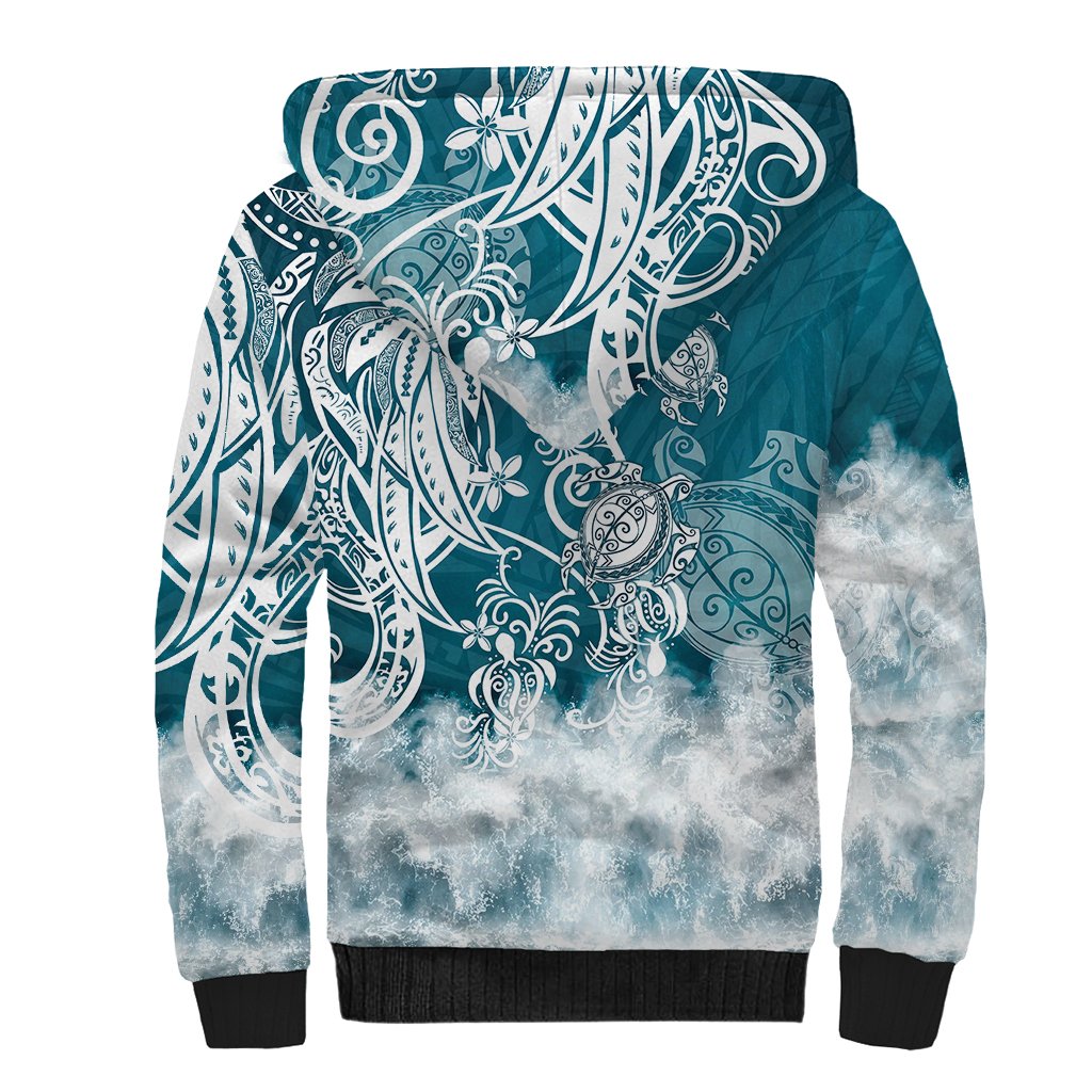 Polynesian Sea Turtle Sherpa Hoodie Tribal LT6 - Wonder Print Shop