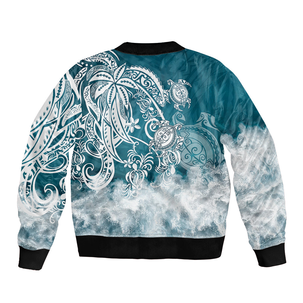 Polynesian Sea Turtle Sleeve Zip Bomber Jacket Tribal LT6 - Wonder Print Shop