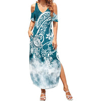 Polynesian Sea Turtle Summer Maxi Dress Tribal LT6 - Wonder Print Shop