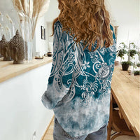 Polynesian Sea Turtle Women Casual Shirt Tribal LT6 - Wonder Print Shop