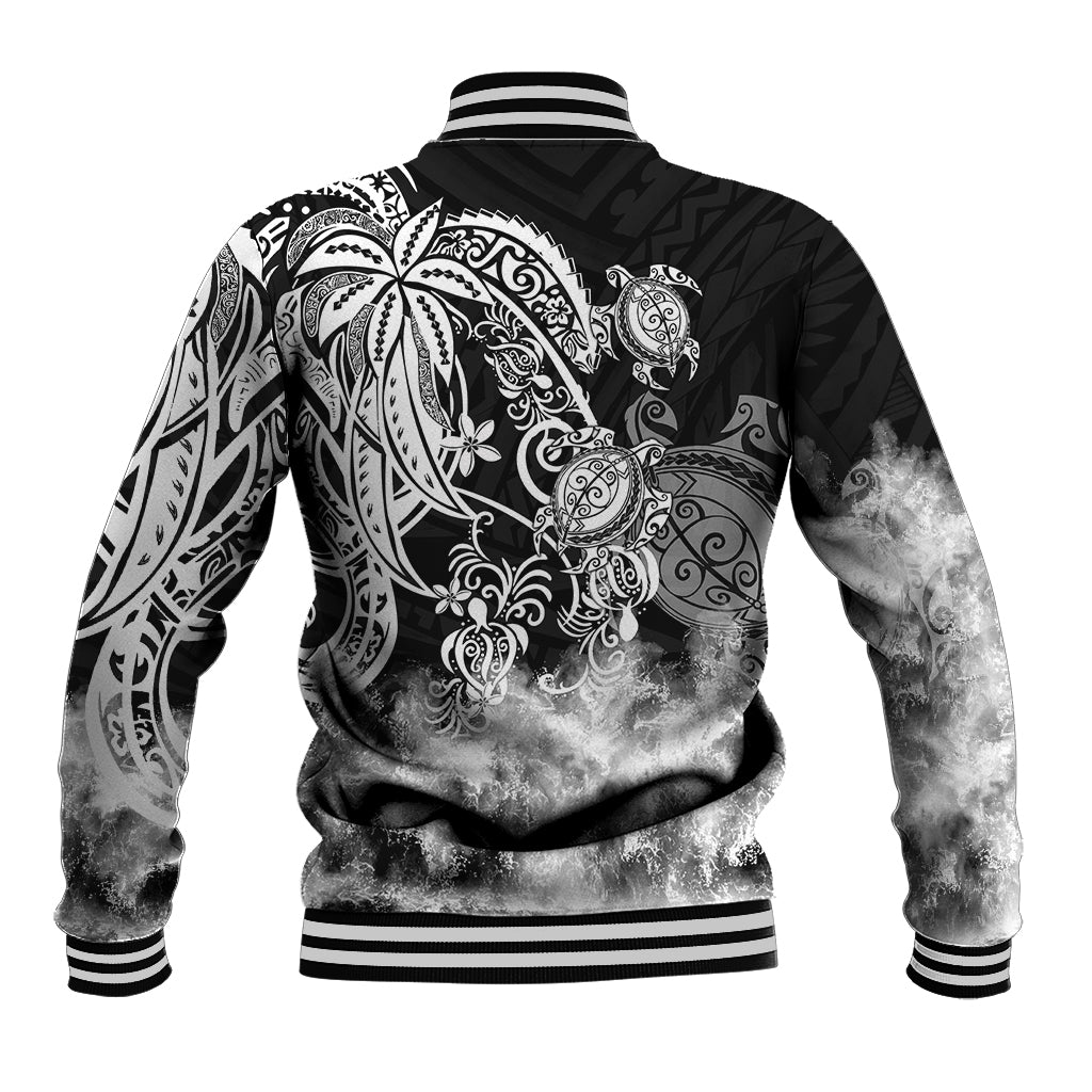 Polynesian Sea Turtle Baseball Jacket Tribal Black LT6 - Wonder Print Shop