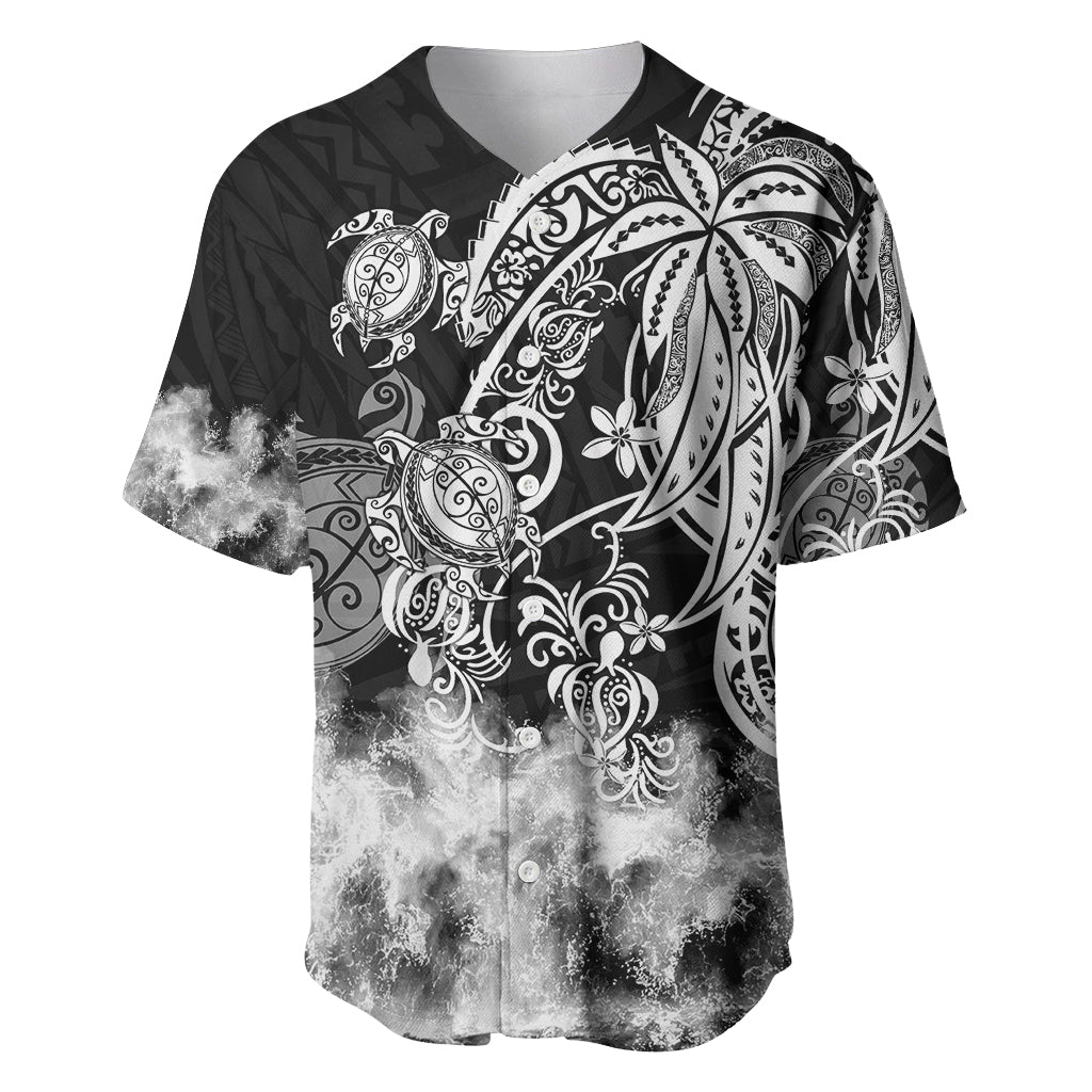 Polynesian Sea Turtle Baseball Jersey Tribal Black LT6 - Wonder Print Shop