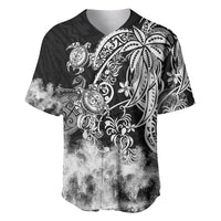 Polynesian Sea Turtle Baseball Jersey Tribal Black LT6 - Wonder Print Shop