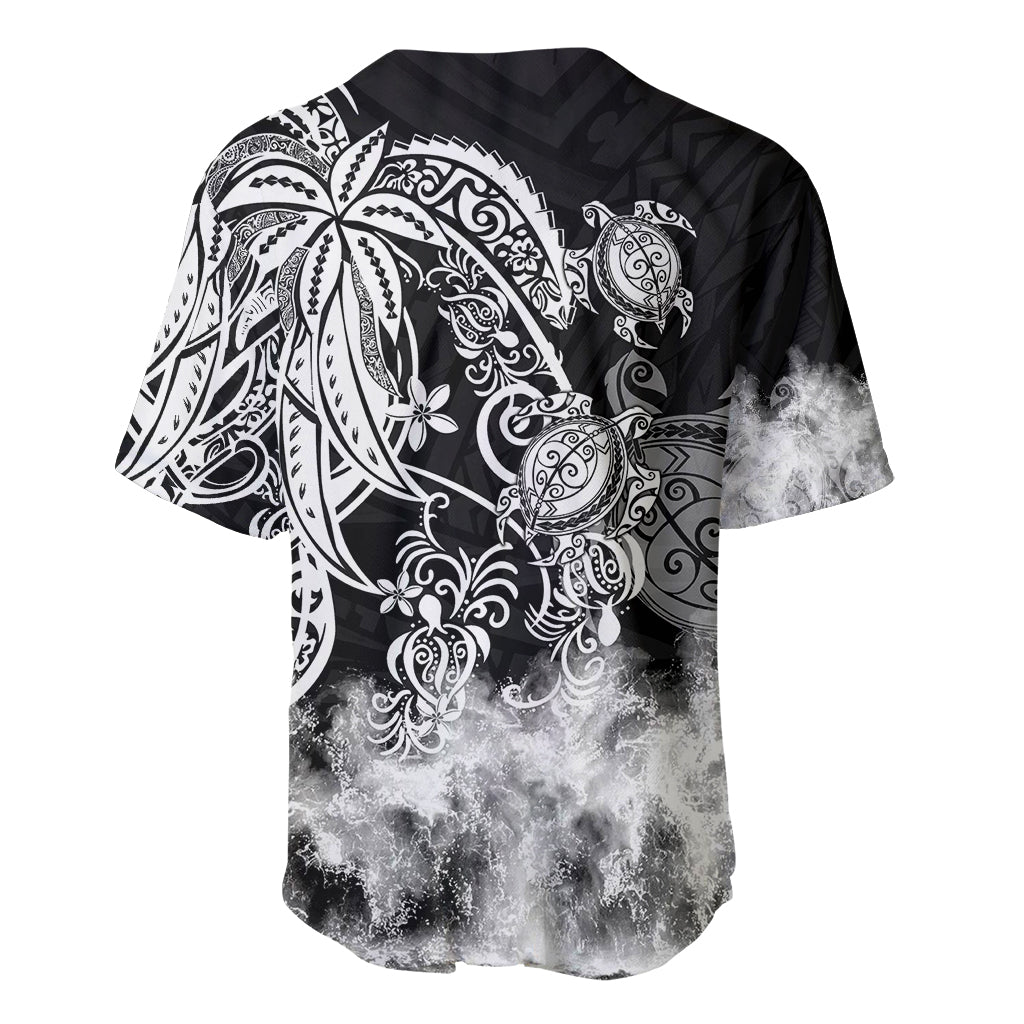Polynesian Sea Turtle Baseball Jersey Tribal Black LT6 - Wonder Print Shop