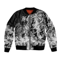 Polynesian Sea Turtle Bomber Jacket Tribal Black LT6 - Wonder Print Shop