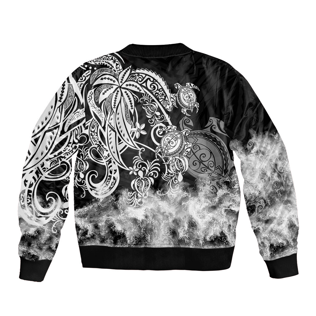 Polynesian Sea Turtle Bomber Jacket Tribal Black LT6 - Wonder Print Shop