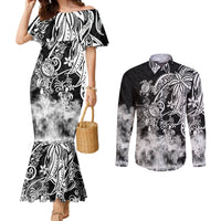 polynesian-sea-turtle-couples-matching-mermaid-dress-and-long-sleeve-button-shirts-tribal-black