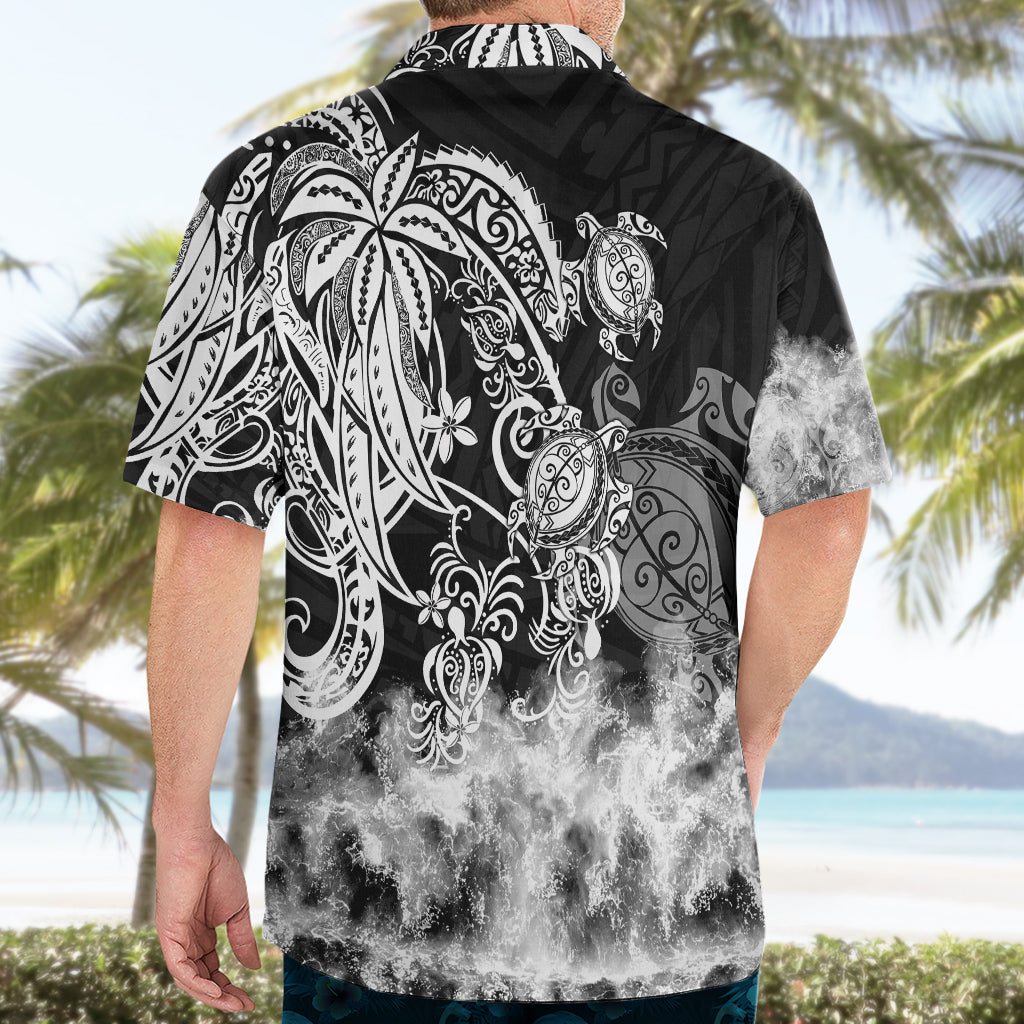 Polynesian Sea Turtle Hawaiian Shirt Tribal Black LT6 - Wonder Print Shop
