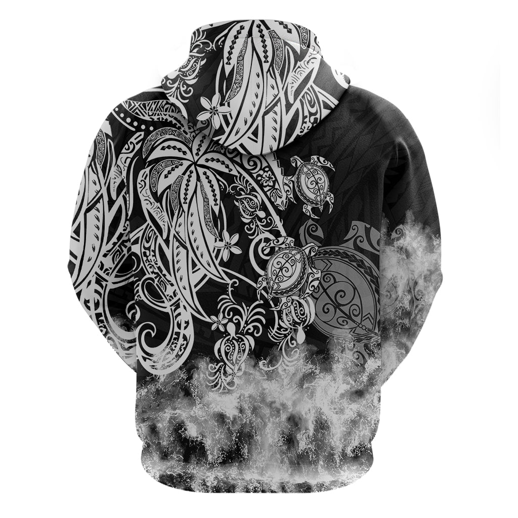 Polynesian Sea Turtle Hoodie Tribal Black LT6 - Wonder Print Shop