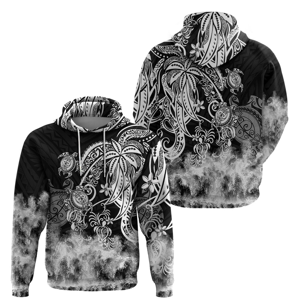 Polynesian Sea Turtle Hoodie Tribal Black LT6 - Wonder Print Shop