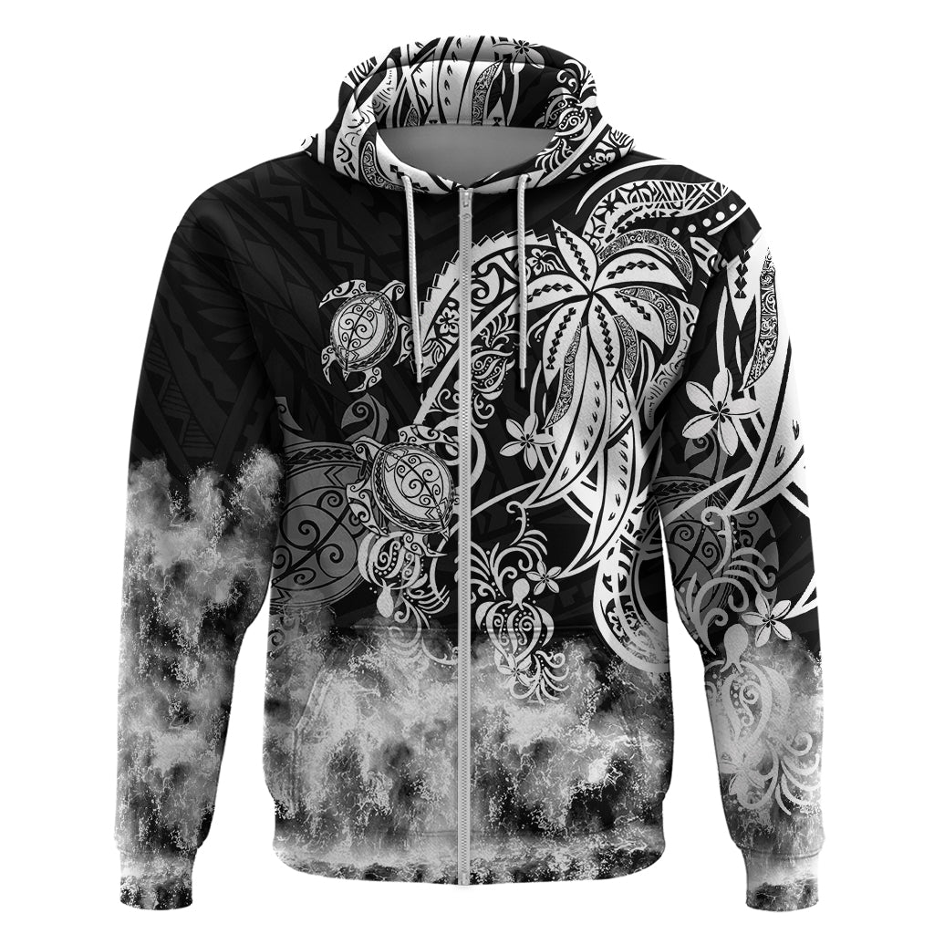Polynesian Sea Turtle Hoodie Tribal Black LT6 - Wonder Print Shop