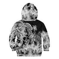 Polynesian Sea Turtle Kid Hoodie Tribal Black LT6 - Wonder Print Shop