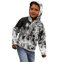Polynesian Sea Turtle Kid Hoodie Tribal Black LT6 - Wonder Print Shop