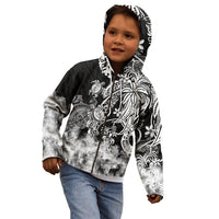Polynesian Sea Turtle Kid Hoodie Tribal Black LT6 - Wonder Print Shop