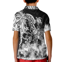 Polynesian Sea Turtle Kid Polo Shirt Tribal Black LT6 - Wonder Print Shop