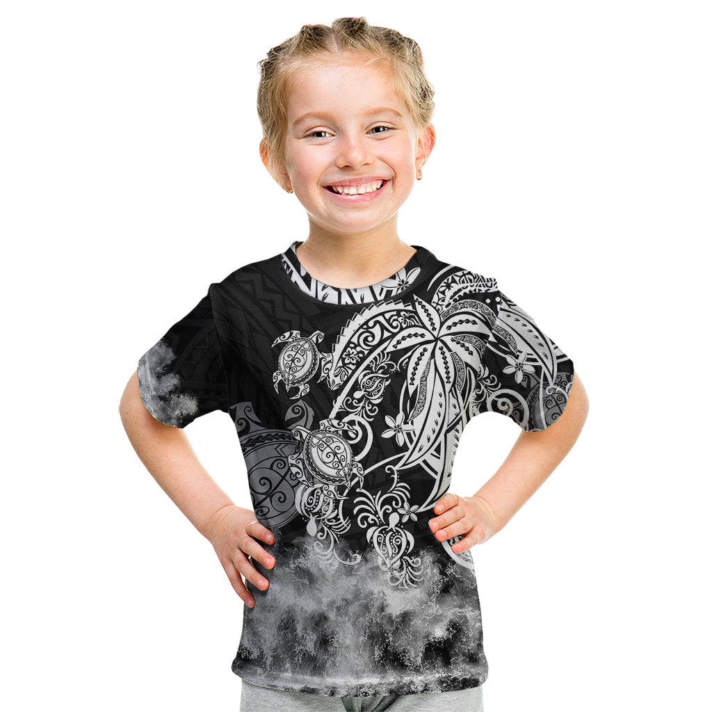 Polynesian Sea Turtle Kid T Shirt Tribal Black LT6 - Wonder Print Shop