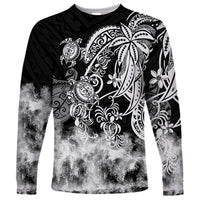 Polynesian Sea Turtle Long Sleeve Shirt Tribal Black LT6 - Wonder Print Shop