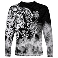 Polynesian Sea Turtle Long Sleeve Shirt Tribal Black LT6 - Wonder Print Shop