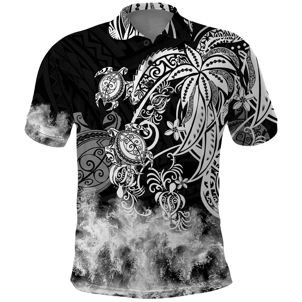 Polynesian Sea Turtle Polo Shirt Tribal Black LT6 - Wonder Print Shop