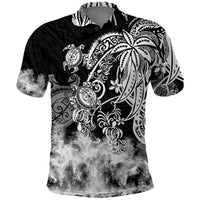 Polynesian Sea Turtle Polo Shirt Tribal Black LT6 - Wonder Print Shop