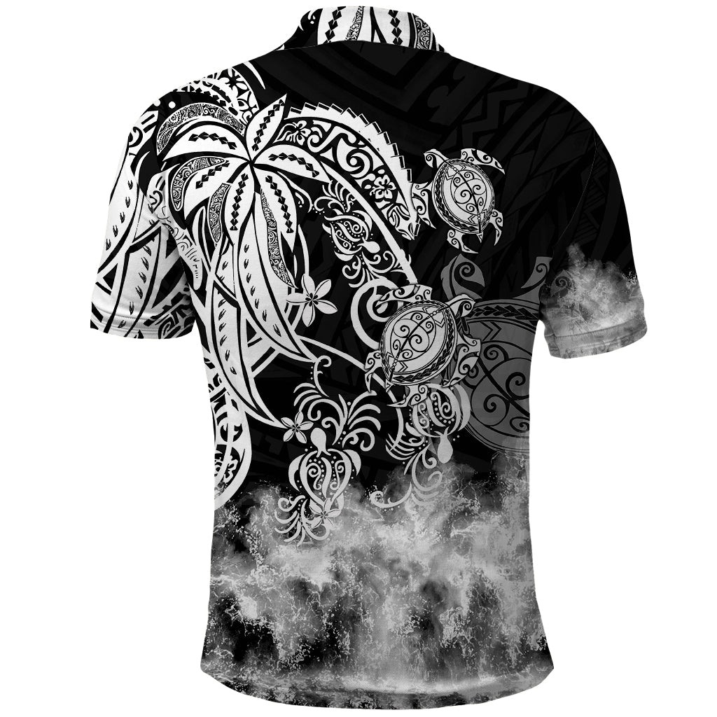 Polynesian Sea Turtle Polo Shirt Tribal Black LT6 - Wonder Print Shop