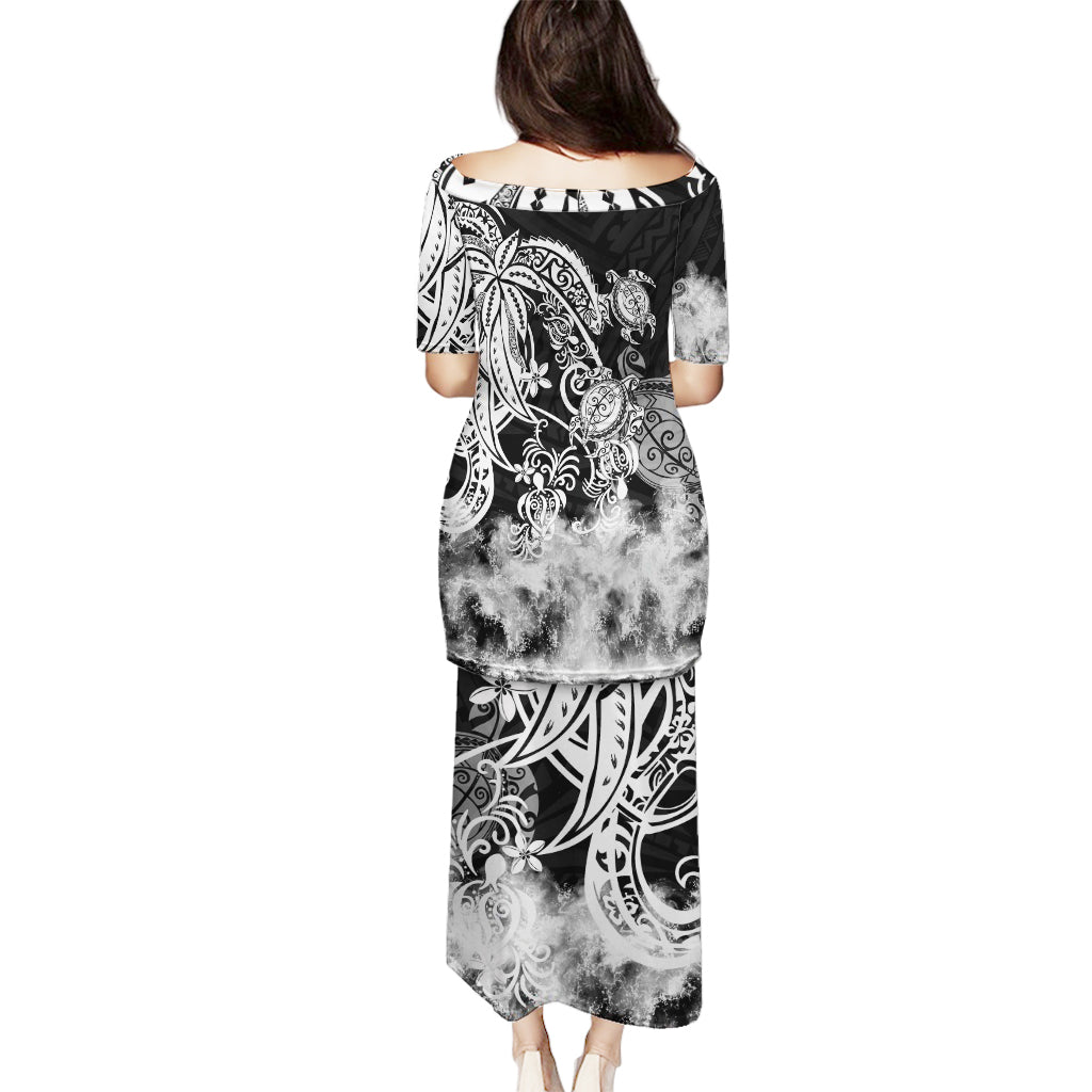 Polynesian Sea Turtle Puletasi Tribal Black LT6 - Wonder Print Shop