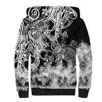 Polynesian Sea Turtle Sherpa Hoodie Tribal Black LT6 - Wonder Print Shop