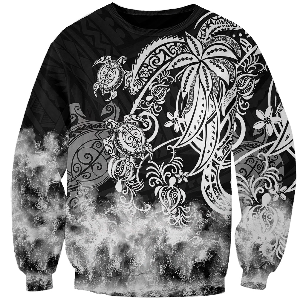 Polynesian Sea Turtle Sweatshirt Tribal Black LT6 - Wonder Print Shop
