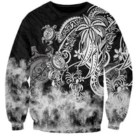 Polynesian Sea Turtle Sweatshirt Tribal Black LT6 - Wonder Print Shop