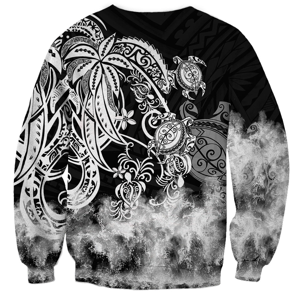 Polynesian Sea Turtle Sweatshirt Tribal Black LT6 - Wonder Print Shop