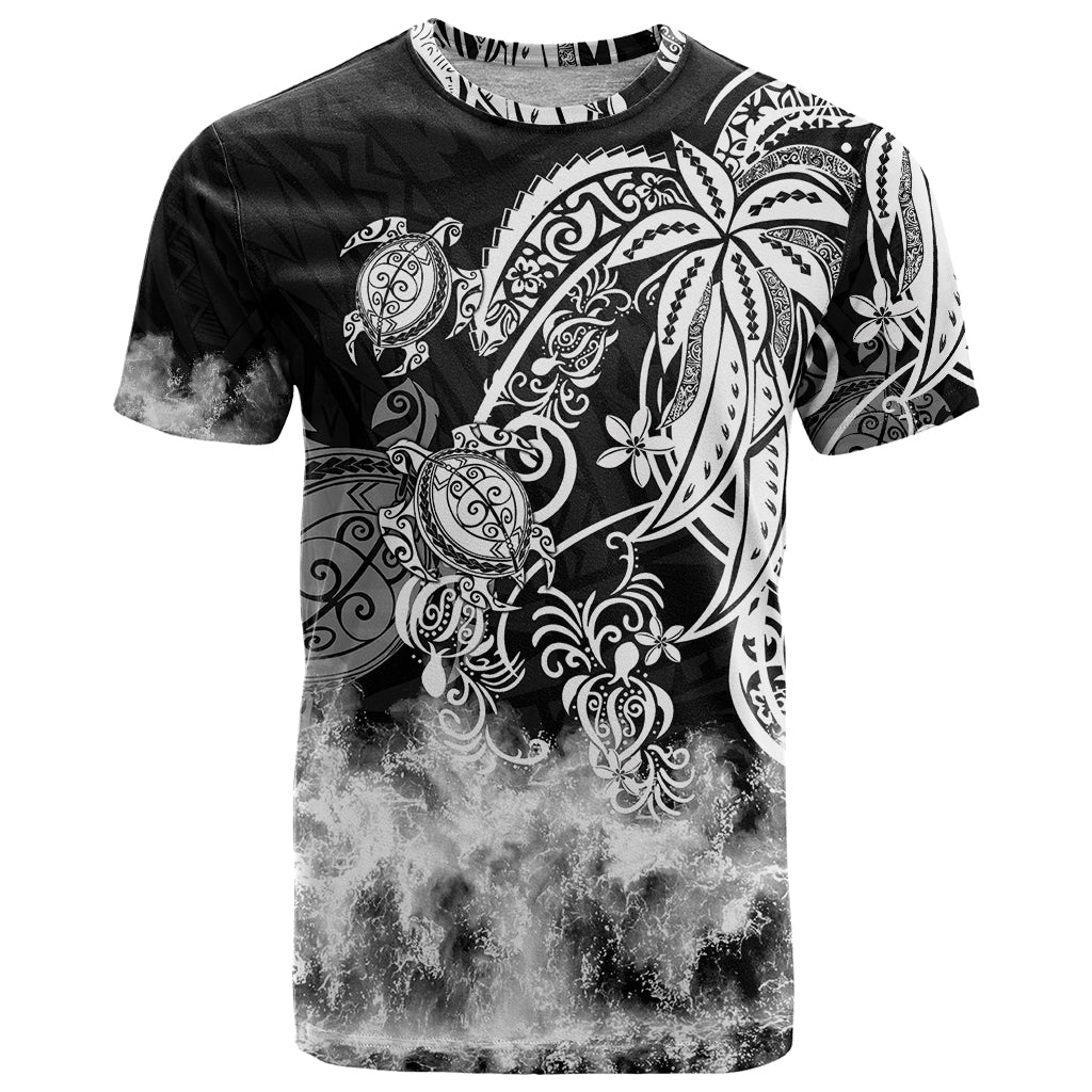 Polynesian Sea Turtle T Shirt Tribal Black LT6 - Wonder Print Shop