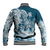 Polynesian Sea Turtle Baseball Jacket Tribal Blue LT6 - Wonder Print Shop