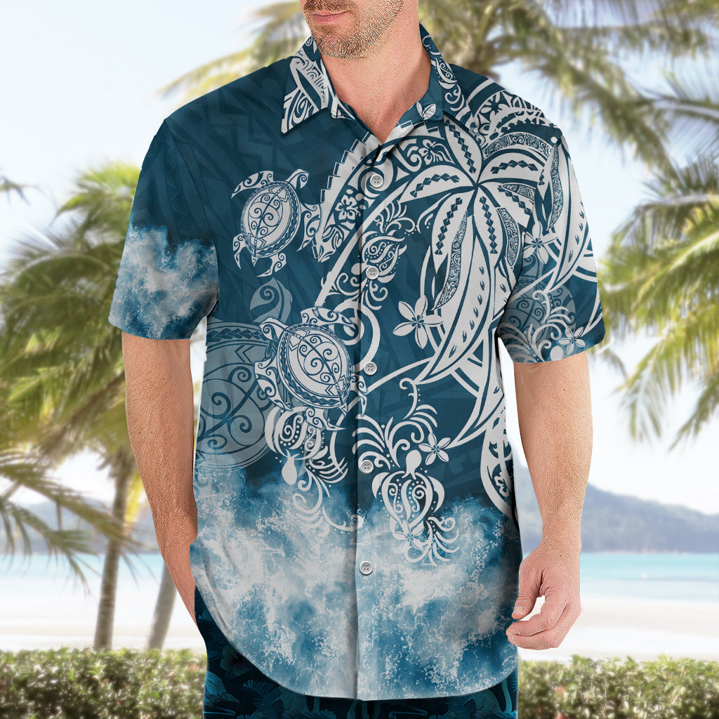 Polynesian Sea Turtle Hawaiian Shirt Tribal Blue LT6 - Wonder Print Shop
