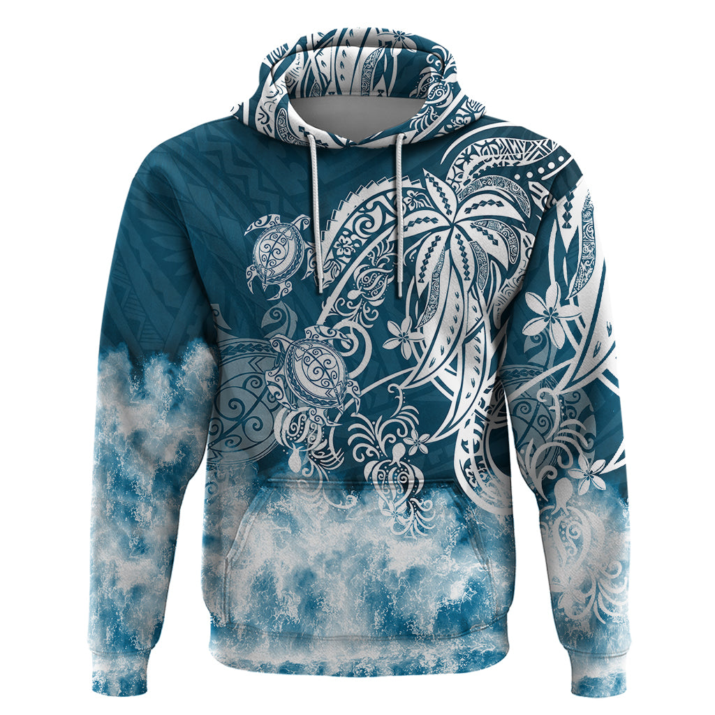 Polynesian Sea Turtle Hoodie Tribal Blue LT6 - Wonder Print Shop