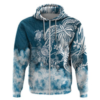 Polynesian Sea Turtle Hoodie Tribal Blue LT6 - Wonder Print Shop