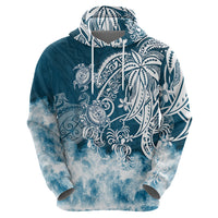 Polynesian Sea Turtle Hoodie Tribal Blue LT6 - Wonder Print Shop