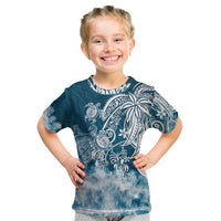 Polynesian Sea Turtle Kid T Shirt Tribal Blue LT6 - Wonder Print Shop
