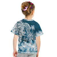 Polynesian Sea Turtle Kid T Shirt Tribal Blue LT6 - Wonder Print Shop