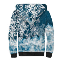 Polynesian Sea Turtle Sherpa Hoodie Tribal Blue LT6 - Wonder Print Shop