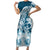 Polynesian Sea Turtle Short Sleeve Bodycon Dress Tribal Blue LT6 - Wonder Print Shop