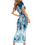 Polynesian Sea Turtle Short Sleeve Bodycon Dress Tribal Blue LT6 - Wonder Print Shop