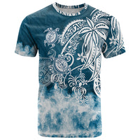Polynesian Sea Turtle T Shirt Tribal Blue LT6 - Wonder Print Shop
