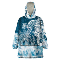 Polynesian Sea Turtle Wearable Blanket Hoodie Tribal Blue LT6 - Wonder Print Shop