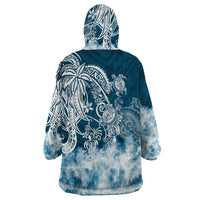 Polynesian Sea Turtle Wearable Blanket Hoodie Tribal Blue LT6 - Wonder Print Shop