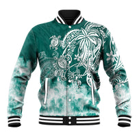 Polynesian Sea Turtle Baseball Jacket Tribal Green LT6 - Wonder Print Shop