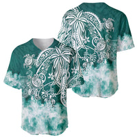 Polynesian Sea Turtle Baseball Jersey Tribal Green LT6 - Wonder Print Shop
