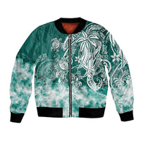 Polynesian Sea Turtle Bomber Jacket Tribal Green LT6 - Wonder Print Shop