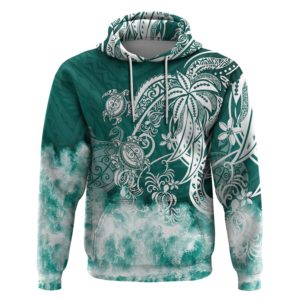 Polynesian Sea Turtle Hoodie Tribal Green LT6 - Wonder Print Shop