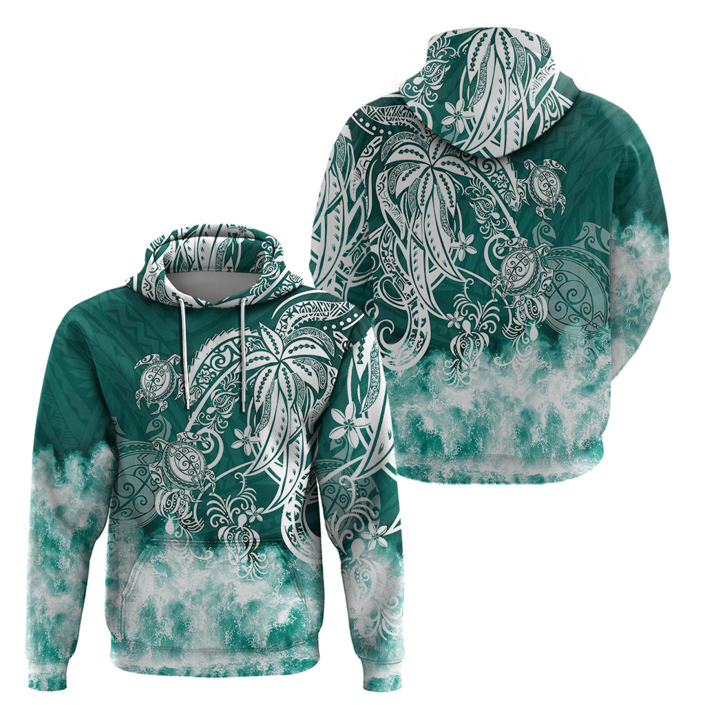 Polynesian Sea Turtle Hoodie Tribal Green LT6 - Wonder Print Shop