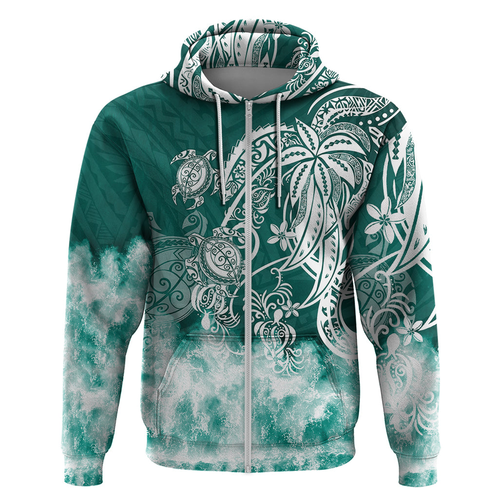 Polynesian Sea Turtle Hoodie Tribal Green LT6 - Wonder Print Shop